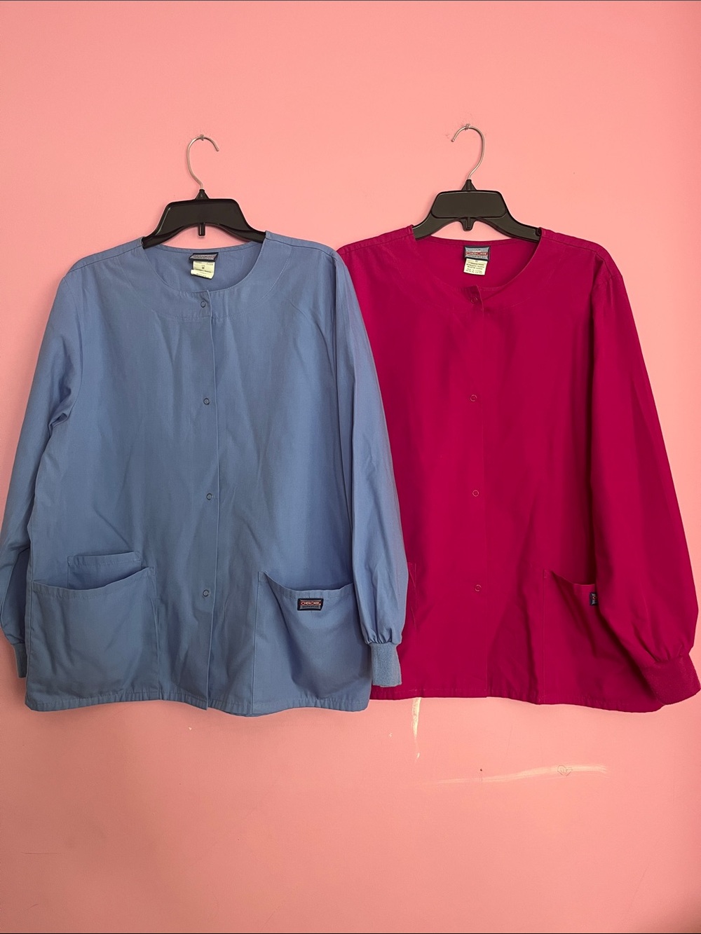 Cherokee scrub jackets (2) Size M Blue & Pink